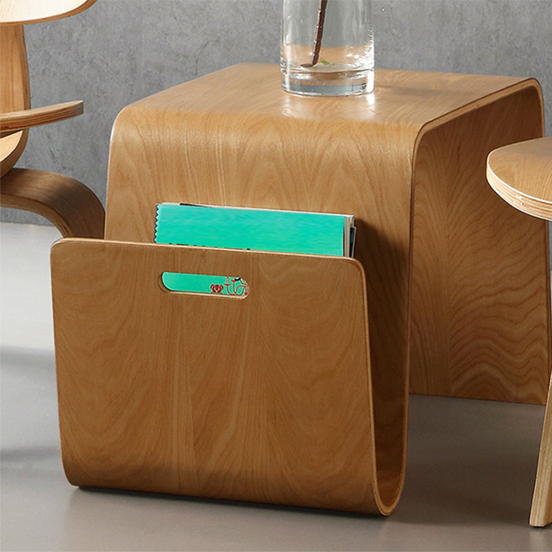 Contemporary Side End Table Solid Wood with Storage Living Room Corner Table