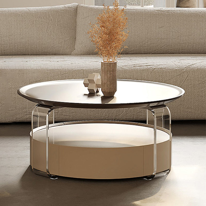 Contemporary Cocktail Table Round Storage Coffee Cocktail Table