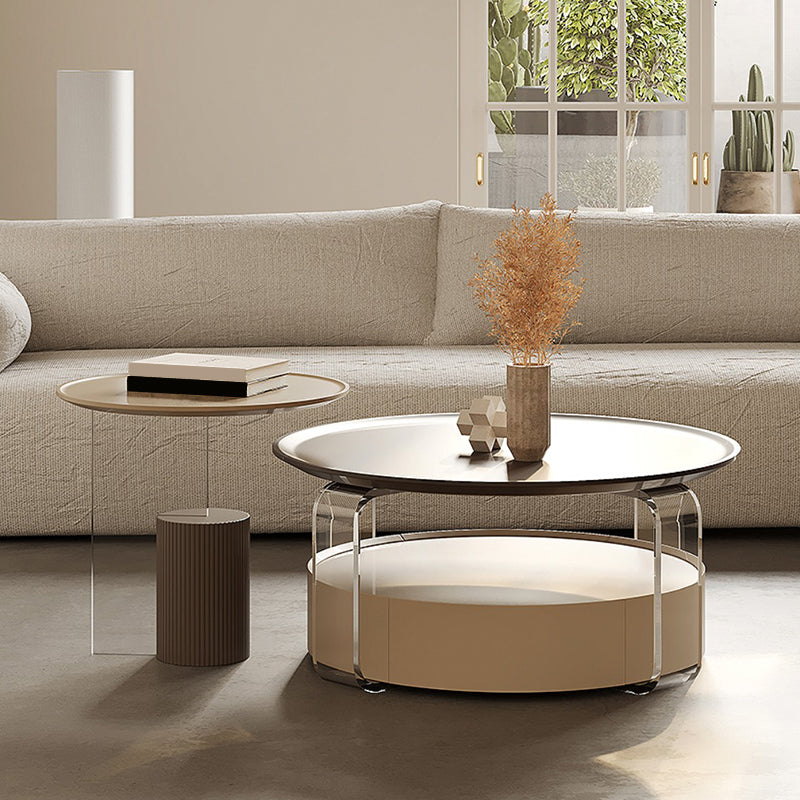 Contemporary Cocktail Table Round Storage Coffee Cocktail Table