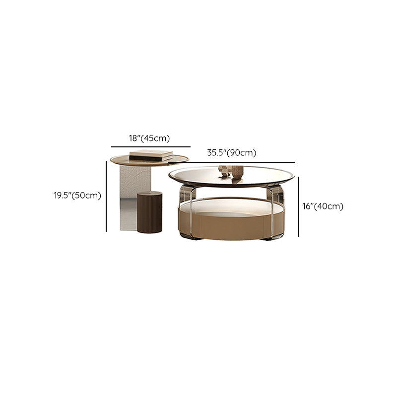 Contemporary Cocktail Table Round Storage Coffee Cocktail Table