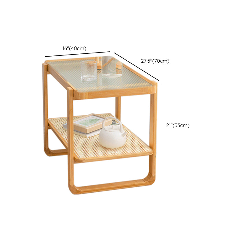 Minimalism Tropical Coffee Table Glass 4 Legs Storage Rectangular Coffee Cocktail Table