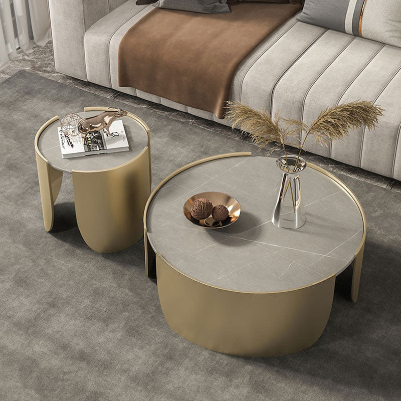 Slate Top Coffee Cocktail Table Tray Top Round Abstract Coffee or End Table