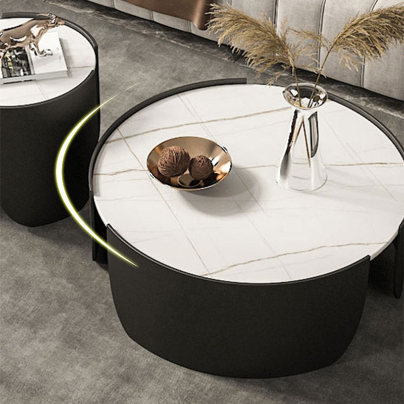 Slate Top Coffee Cocktail Table Tray Top Round Abstract Coffee or End Table