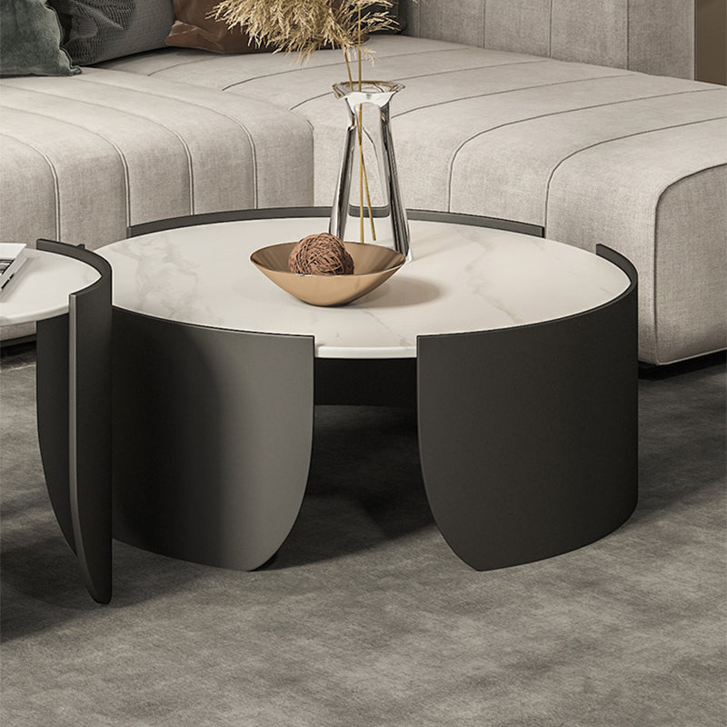 Slate Top Coffee Cocktail Table Tray Top Round Abstract Coffee or End Table