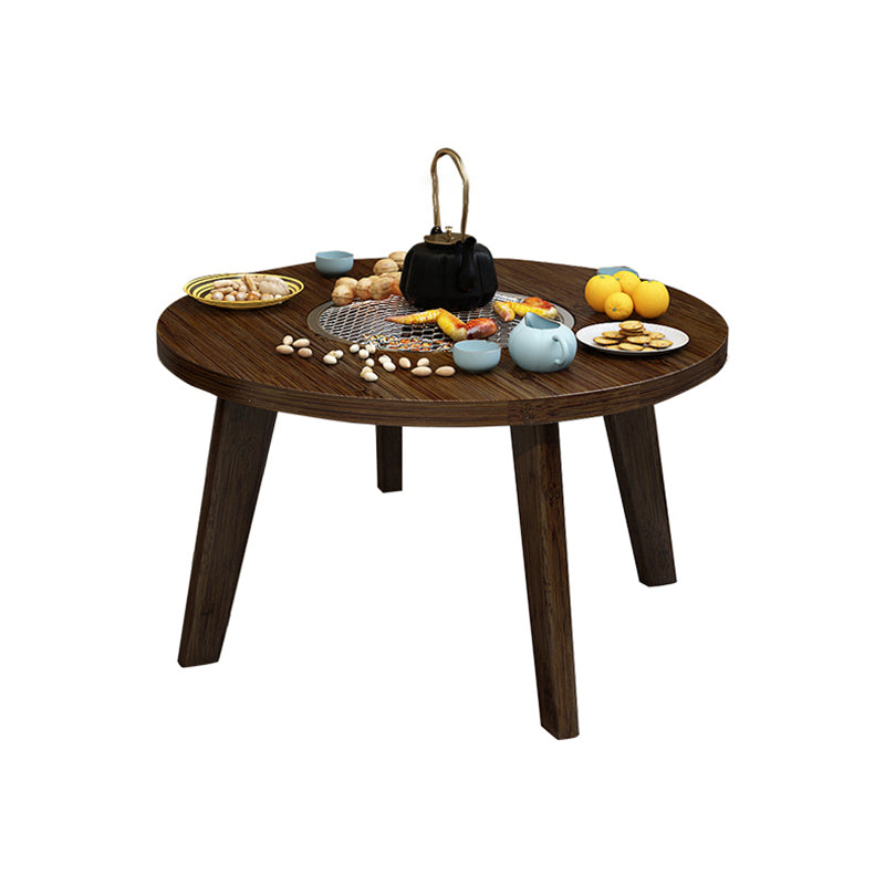 Farmhouse 4 Legs Walnut Table Solid Wood Cocktail Table for Living Room
