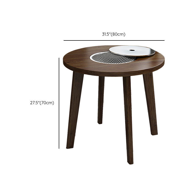 Farmhouse 4 Legs Walnut Table Solid Wood Cocktail Table for Living Room