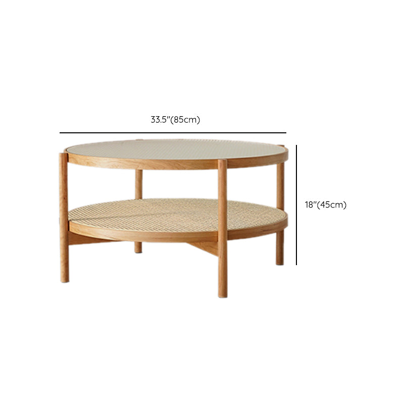 Tropical Cocktail Table Storage Round Glass Coffee Cocktail Table