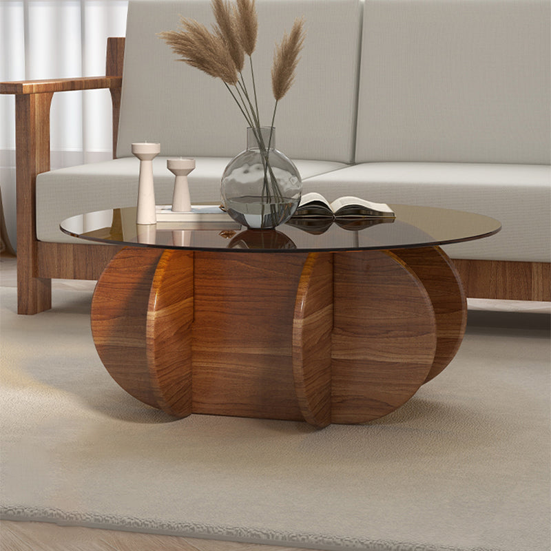 Glass Top Coffee Cocktail Table Modern Round Coffee or End Table