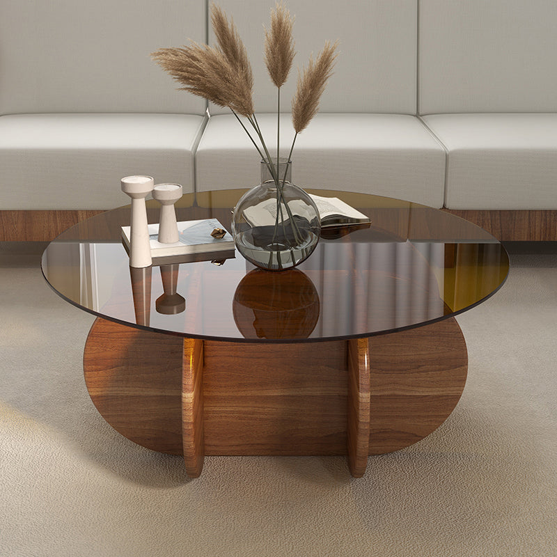 Glass Top Coffee Cocktail Table Modern Round Coffee or End Table