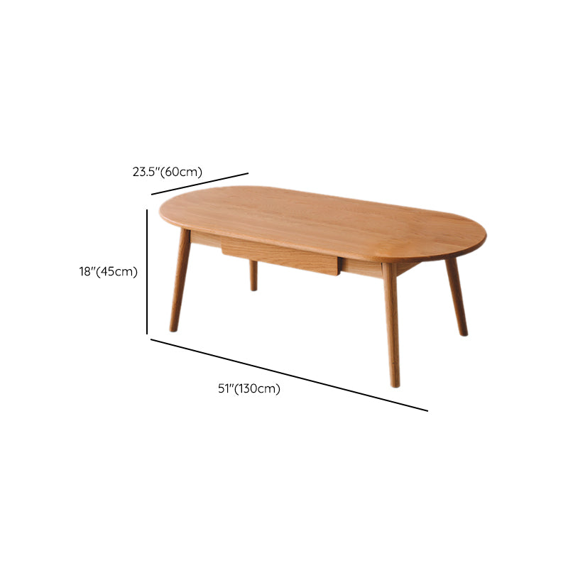 Contemporary Wooden Coffee Table Elliptical 4 Legs Cocktail Table