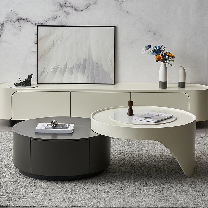 Wood Coffee Cocktail Table with Tray Top Abstract Coffee or End Table with Storage
