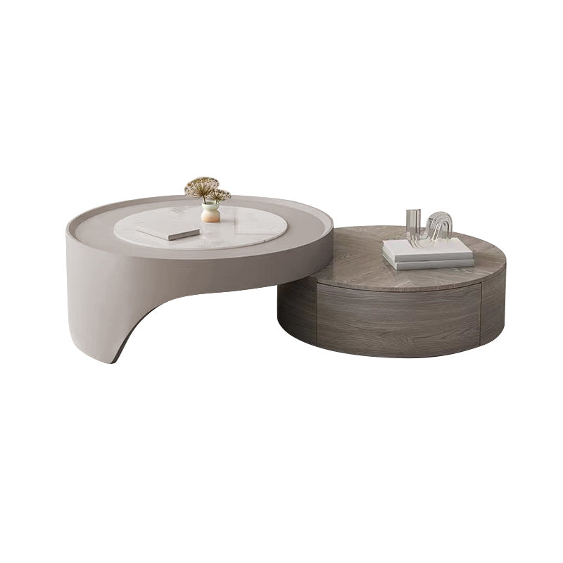 Wood Coffee Cocktail Table with Tray Top Abstract Coffee or End Table with Storage