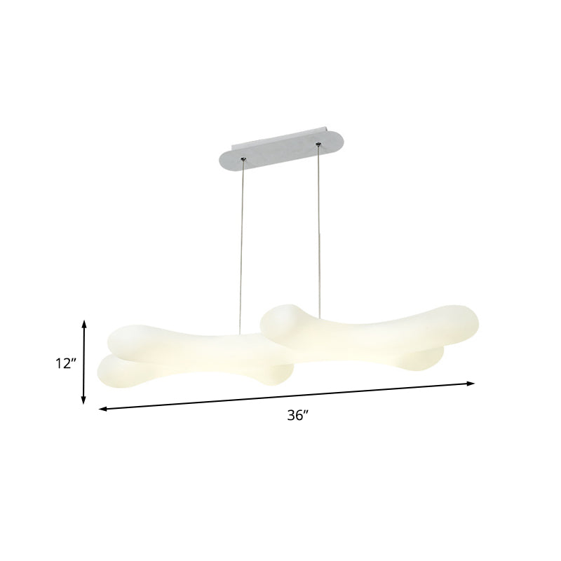 Kid Dog Bones Island Pendant Plastic 2-Light Kindergarten LED Hanging Light Kit in White