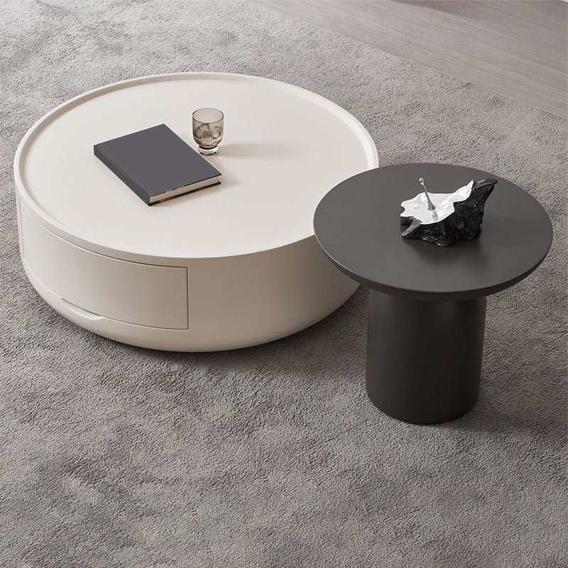 Wood Coffee Cocktail Table Drum Coffee or End Table with Storage