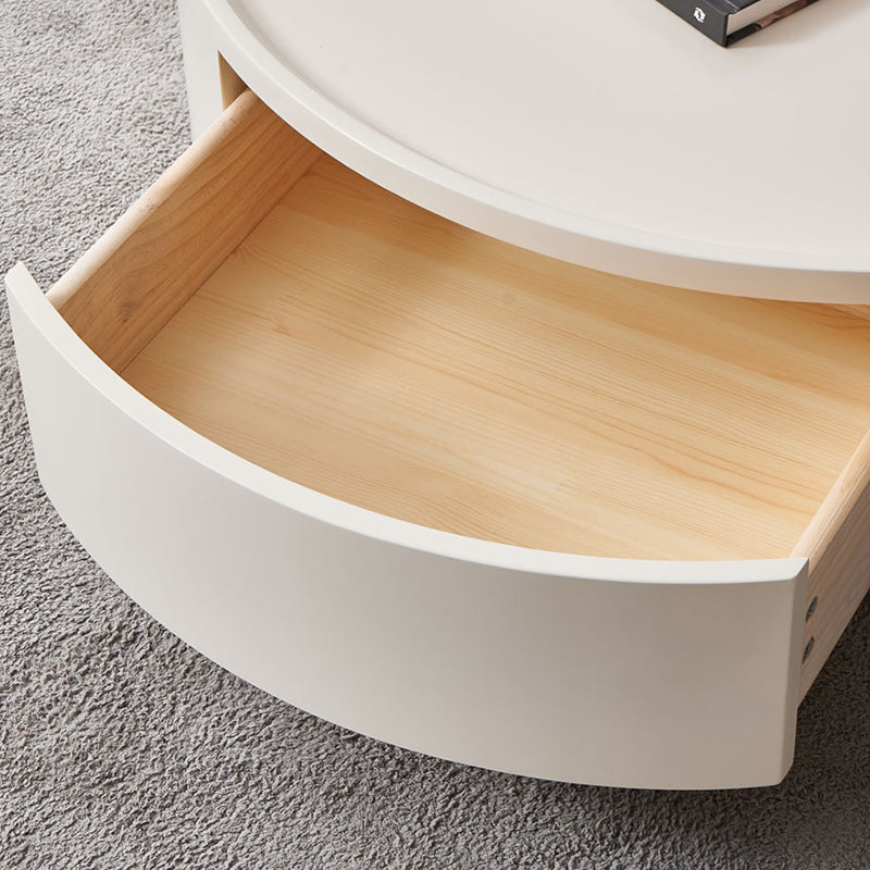 Wood Coffee Cocktail Table Drum Coffee or End Table with Storage