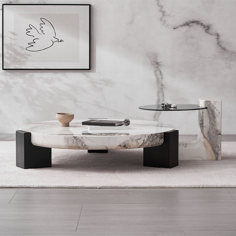 Marble Coffee Cocktail Table Contemporary 3 Legs Coffee or End Table