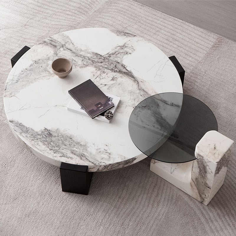 Marble Coffee Cocktail Table Contemporary 3 Legs Coffee or End Table