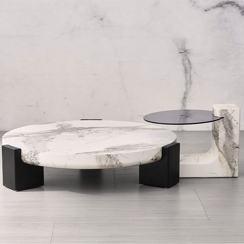 Marble Coffee Cocktail Table Contemporary 3 Legs Coffee or End Table