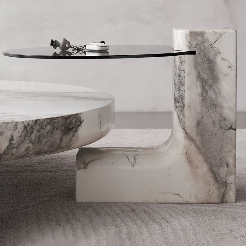 Marble Coffee Cocktail Table Contemporary 3 Legs Coffee or End Table