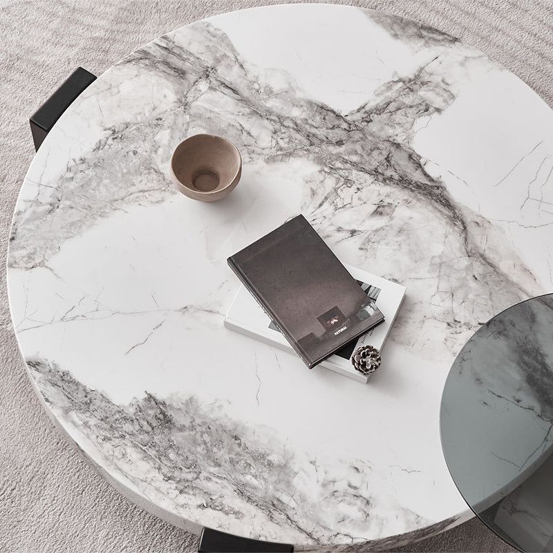 Marble Coffee Cocktail Table Contemporary 3 Legs Coffee or End Table