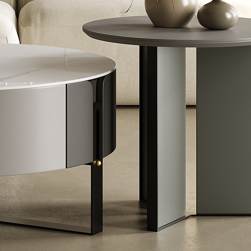 Contemporary Cocktail Table Round Stone Coffee Cocktail Table