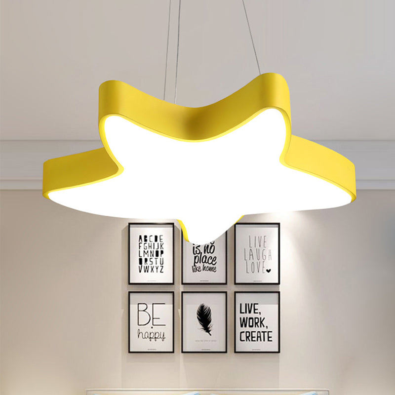 Asteroidea LED Hanging Lamp Macaron Acrylic Pink/Yellow/Blue Kids Bedroom Pendant Ceiling Light