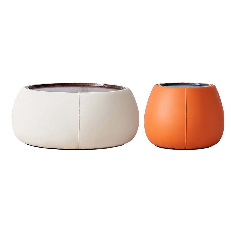 Tray Top Coffee Cocktail Table Wood Drum Coffee or End Table with Trunk Storage