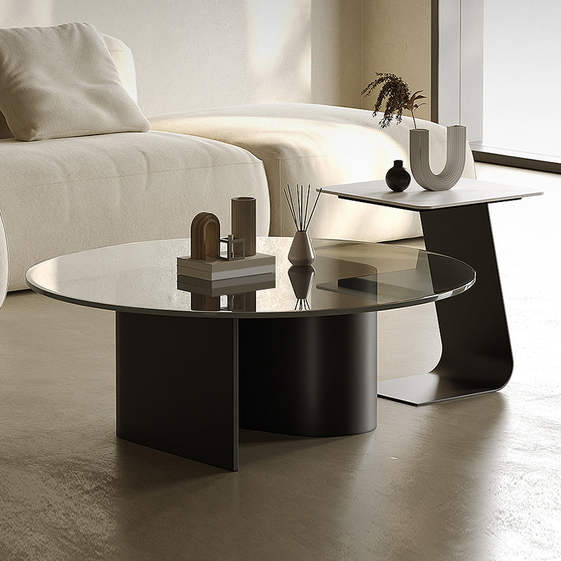 Contemporary Cocktail Table Glass Pedestal Coffee Cocktail Table