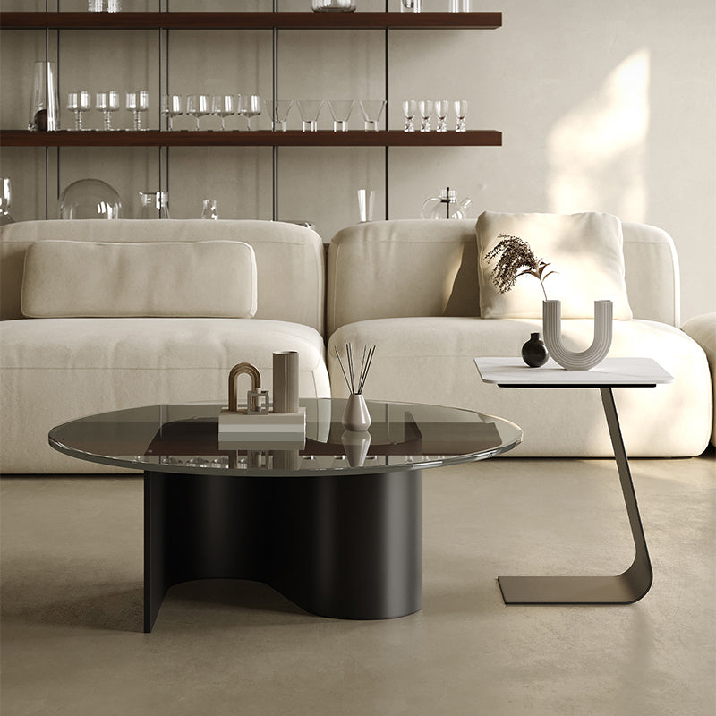 Contemporary Cocktail Table Glass Pedestal Coffee Cocktail Table