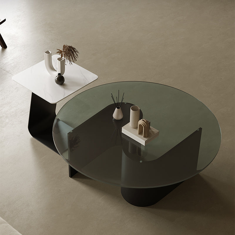 Contemporary Cocktail Table Glass Pedestal Coffee Cocktail Table