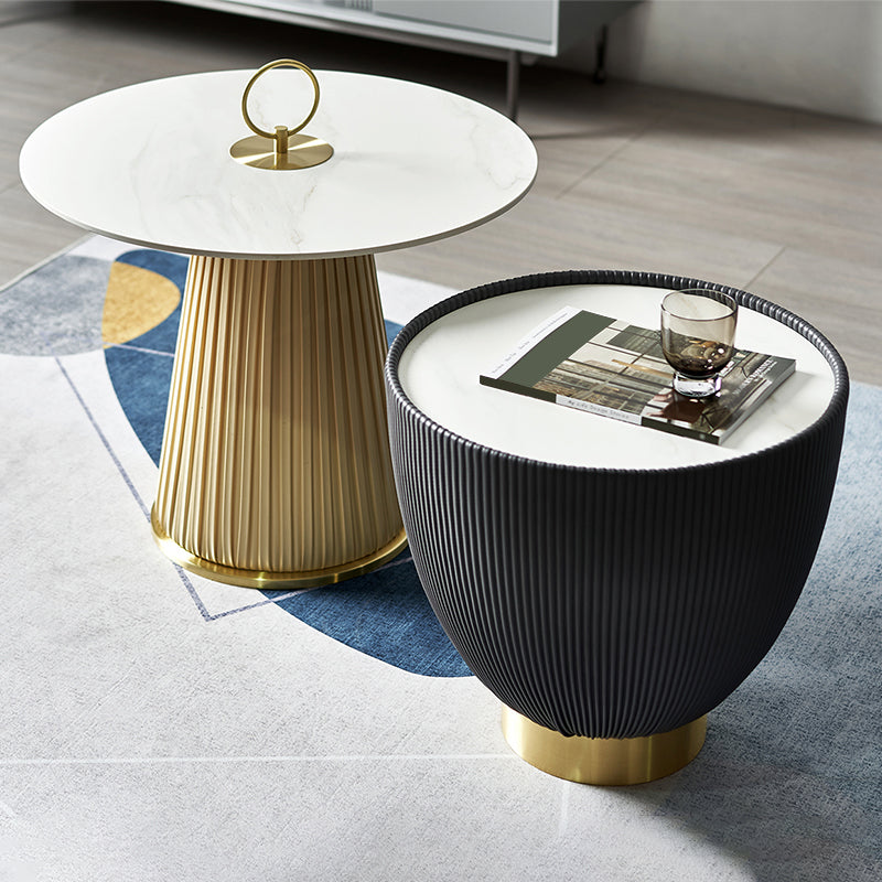 Round Slate Coffee Cocktail Table Abstract Coffee or End Table