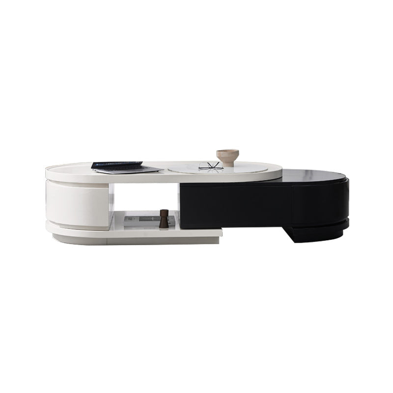 Wood Coffee Cocktail Table Abstract Coffee or End Table with 4 Storage Drawers