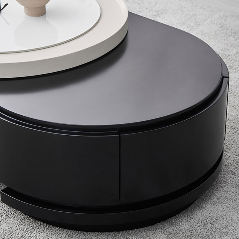 Wood Coffee Cocktail Table Abstract Coffee or End Table with 4 Storage Drawers
