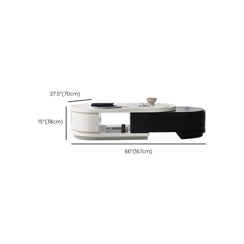 Wood Coffee Cocktail Table Abstract Coffee or End Table with 4 Storage Drawers