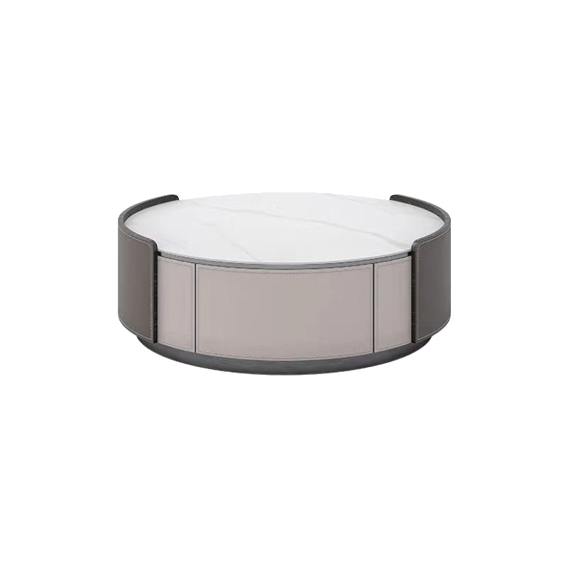Slate Coffee Cocktail Table Drum Coffee or End Table with 2 Storage Drawers