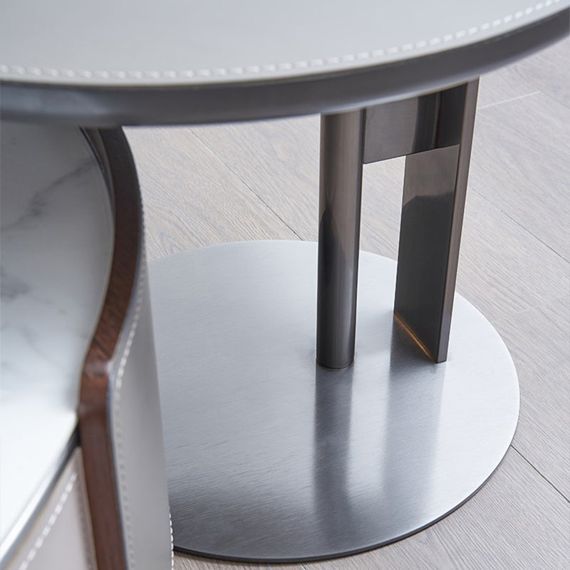 Slate Coffee Cocktail Table Drum Coffee or End Table with 2 Storage Drawers