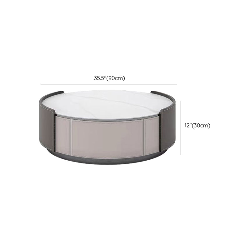 Slate Coffee Cocktail Table Drum Coffee or End Table with 2 Storage Drawers