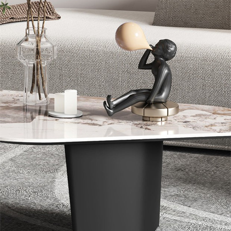 15"H Contemporary Cocktail Table Stone Sled Coffee Cocktail Table