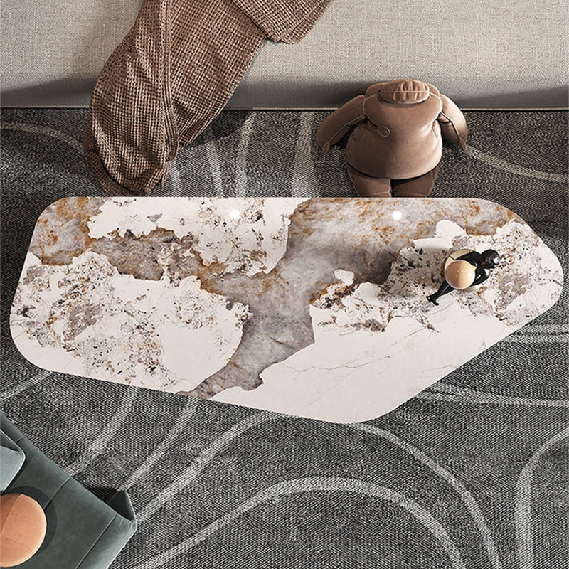 15"H Contemporary Cocktail Table Stone Sled Coffee Cocktail Table