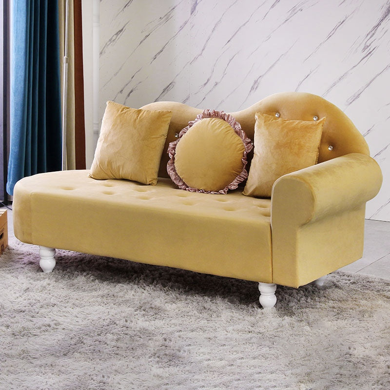 French Country Upholstered Chaise Lounge Couch Velvet Chaise Lounge