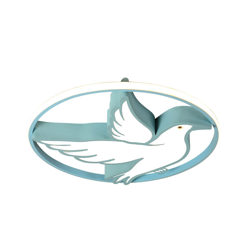 Lámpara empotrada de techo Blue Dove, iluminación empotrada LED acrílica Macaron con protector de anillo brillante en luz blanca/cálida