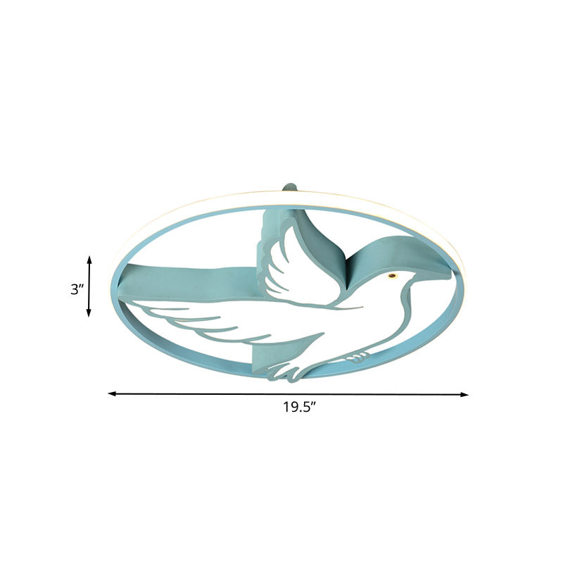 Lámpara empotrada de techo Blue Dove, iluminación empotrada LED acrílica Macaron con protector de anillo brillante en luz blanca/cálida