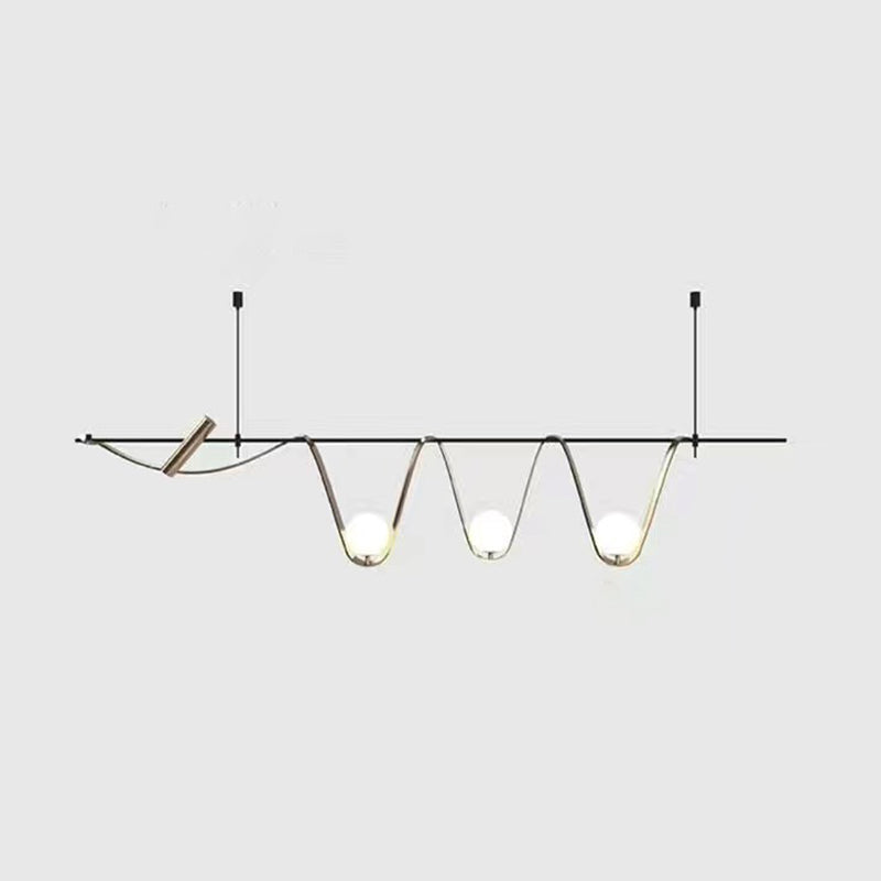 Iron and Glass Ceiling Pendant Lighting Modern Linear Kitchen Island Fixture