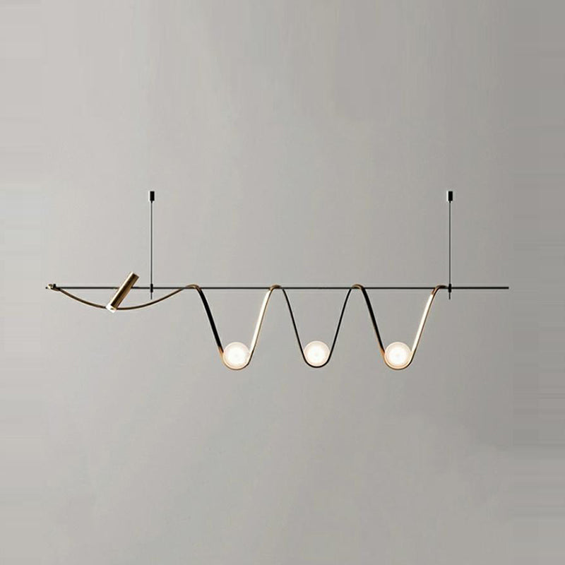 Iron and Glass Ceiling Pendant Lighting Modern Linear Kitchen Island Fixture