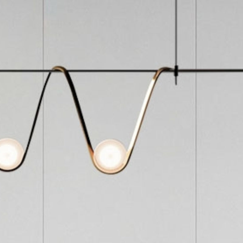 Iron and Glass Ceiling Pendant Lighting Modern Linear Kitchen Island Fixture