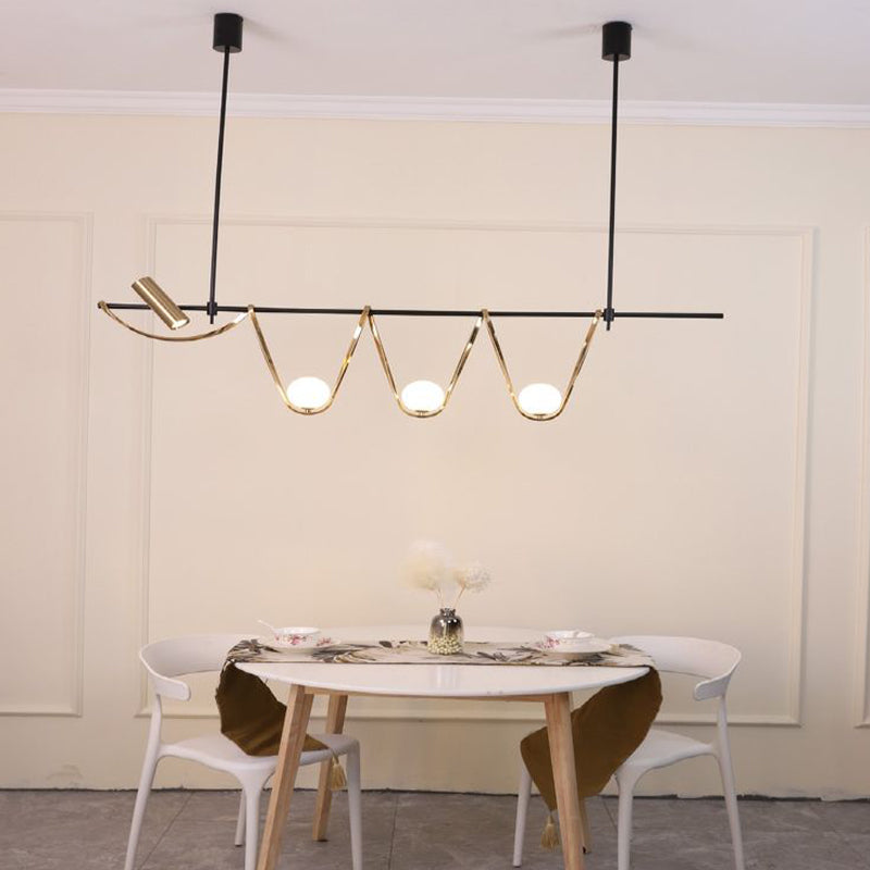 Iron and Glass Ceiling Pendant Lighting Modern Linear Kitchen Island Fixture