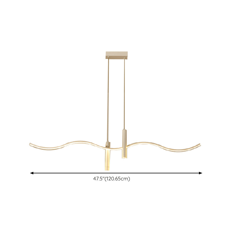 Unique Shape Hanging Lamp Modern 3 Lights Island Chandelier Lights in White Finish