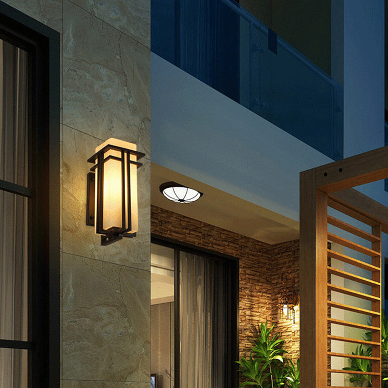 Modern Sconce Light Geometric Glass 1 Light Wall Lamp in Black