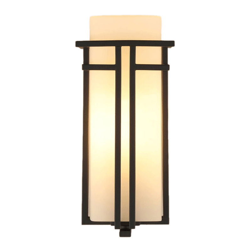 Modern Sconce Light Geometric Glass 1 Light Wall Lamp in Black