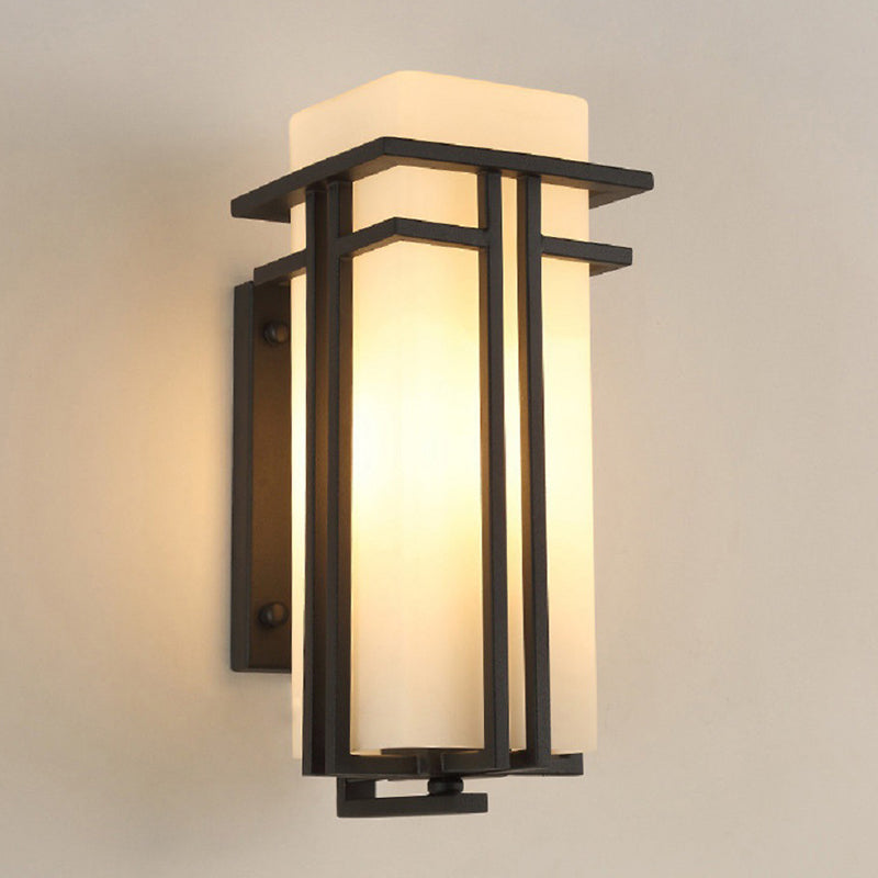 Modern Sconce Light Geometric Glass 1 Light Wall Lamp in Black
